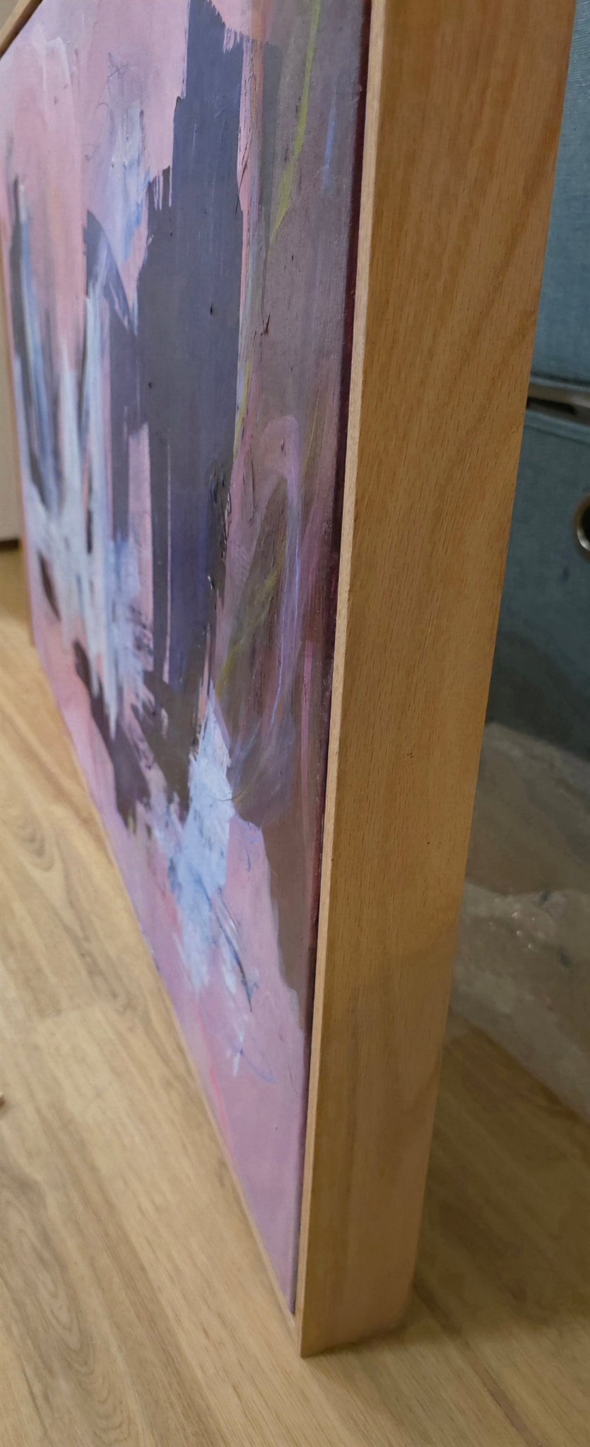 Concrete and Cloudscape:Rich in tactile detail,acrylic paint,oil stick,subtle sand texture,sgraffito - Art by Liz Whyte