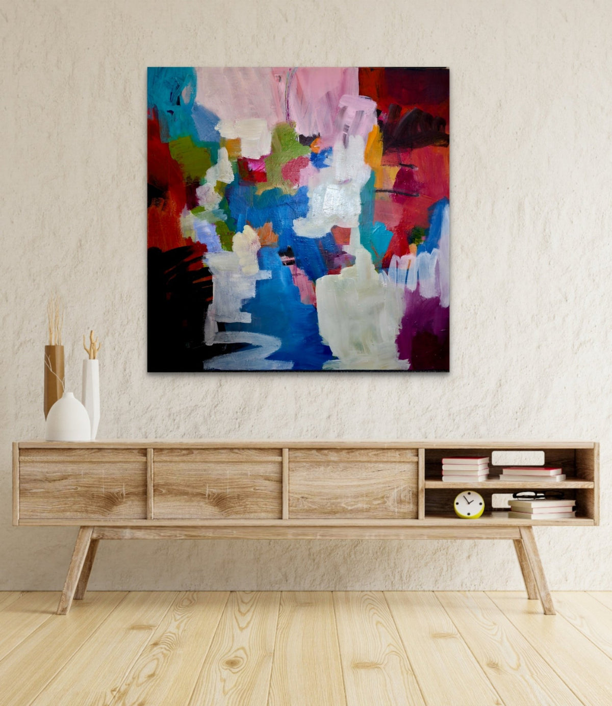 Vibrant Acrylic Artwork: Abstract Art Interpretation with Textured Painting Techniques - Art by Liz Whyte