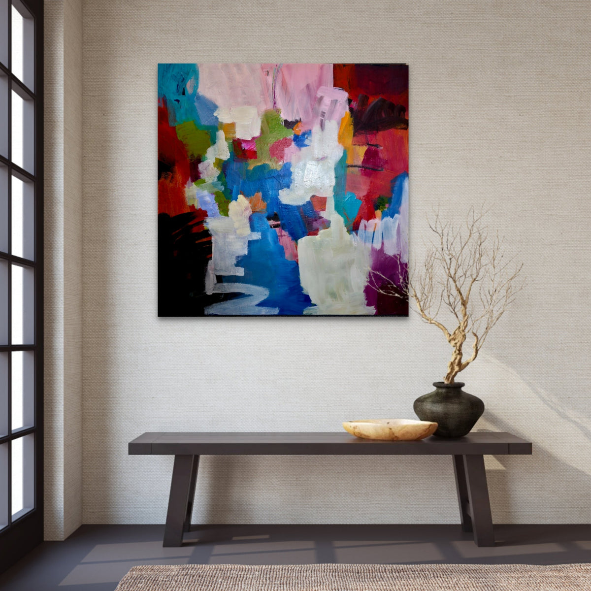 Vibrant Acrylic Artwork: Abstract Art Interpretation with Textured Painting Techniques - Art by Liz Whyte