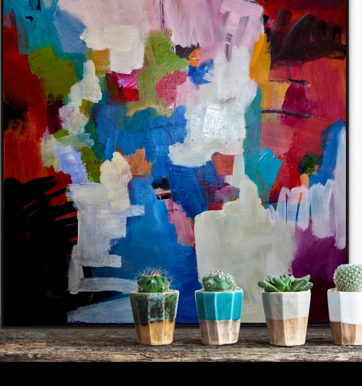 Vibrant Acrylic Artwork: Abstract Art Interpretation with Textured Painting Techniques - Art by Liz Whyte